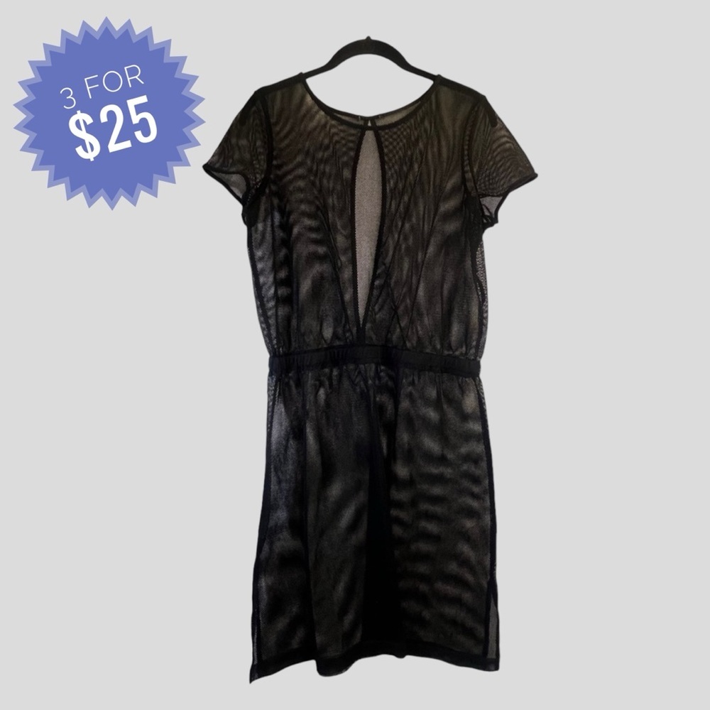 Sale Women’s Swimsuit Cover Up Size L Black Mesh Sleeveless Midi Length